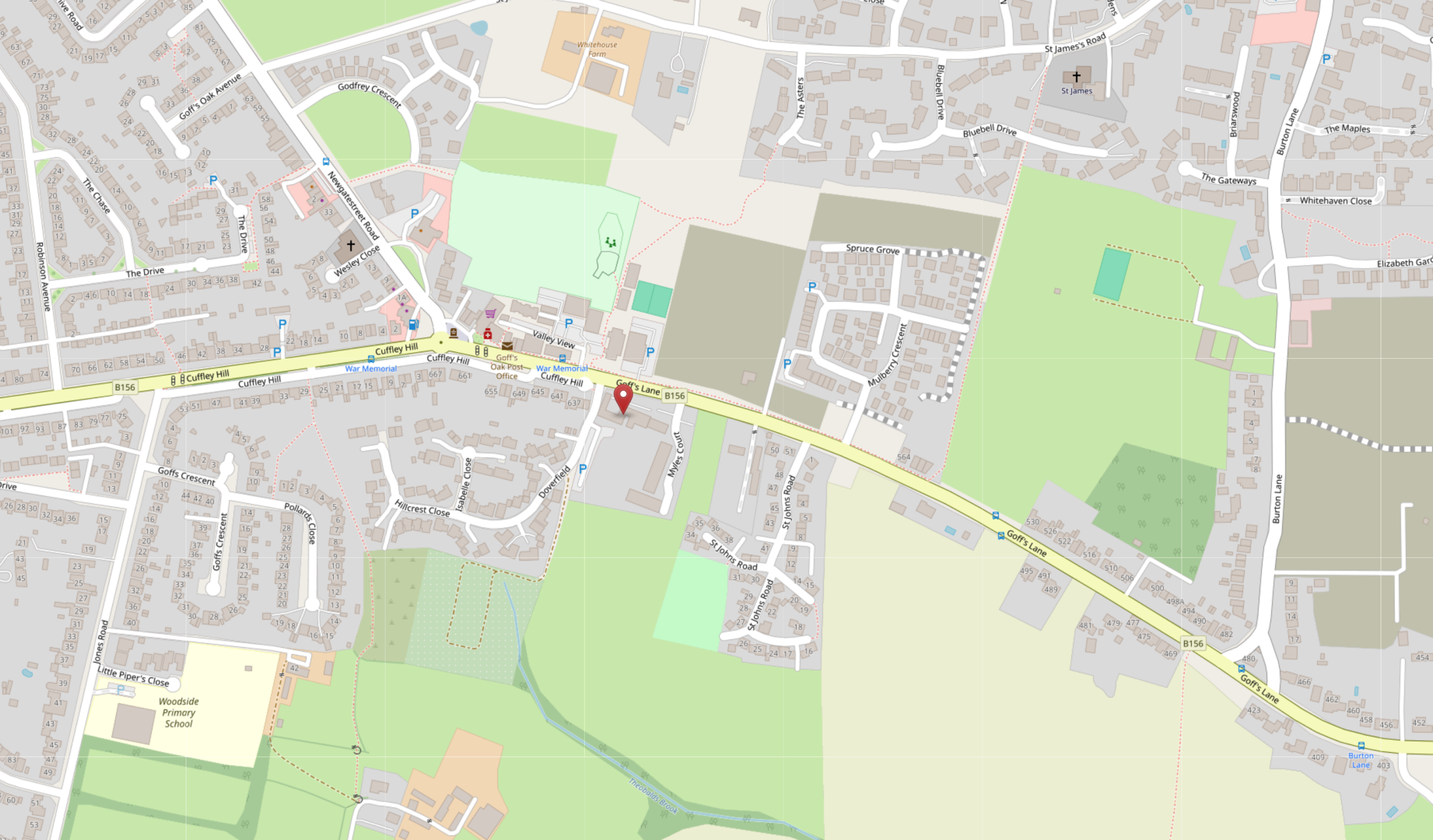 Map showing location of Gisby Harrison's Goff's Lane office on OpenStreetMap